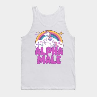 Ironic Alpha Male Unicorn Rainbow Funny Meme Tank Top